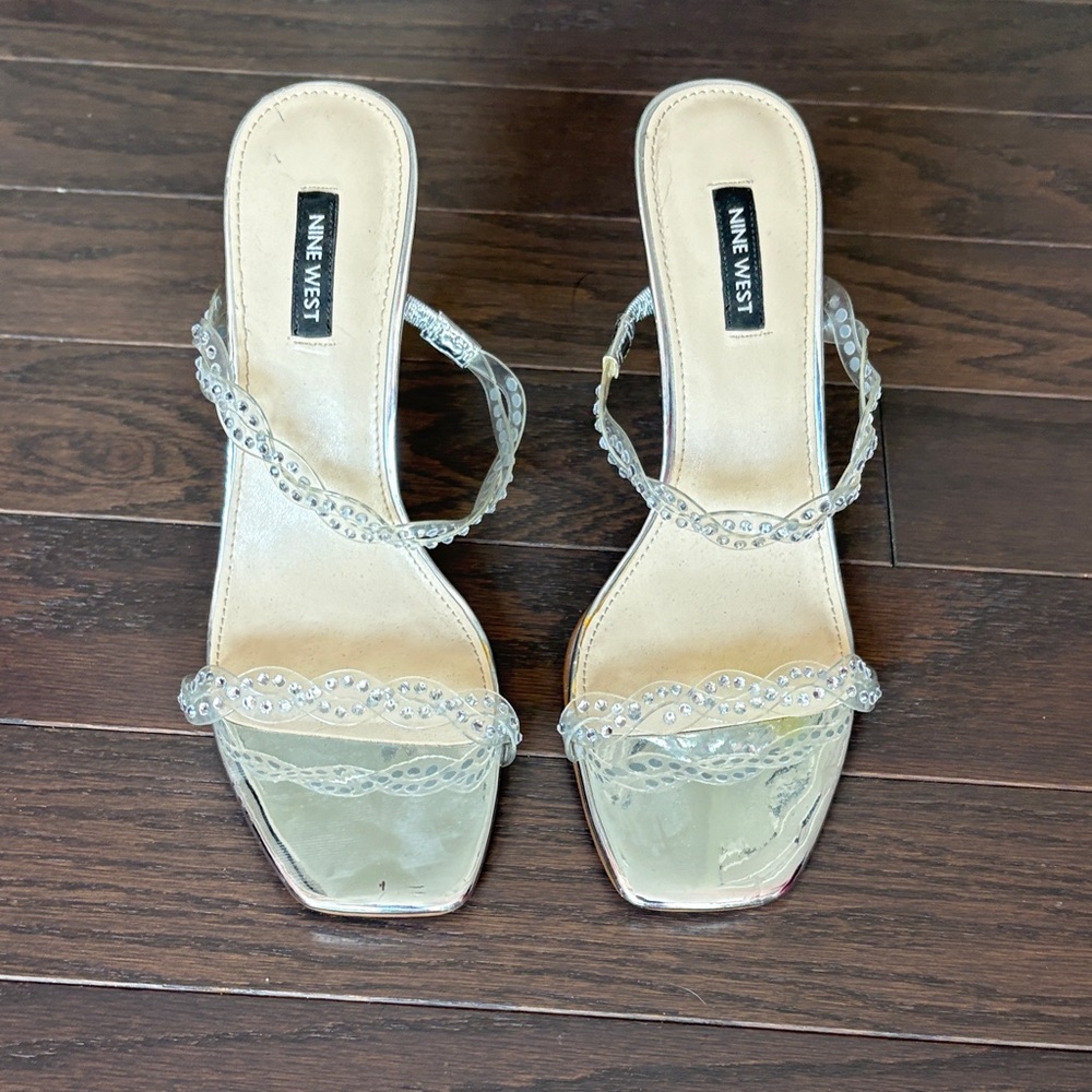 Nine West Silver Strappy Heels